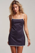 Polka Dot Contrast Trim Slip Dress