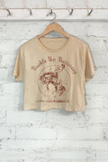 Buckle Up Buttercup Rodeo Cowboy Graphic Short Crop Top