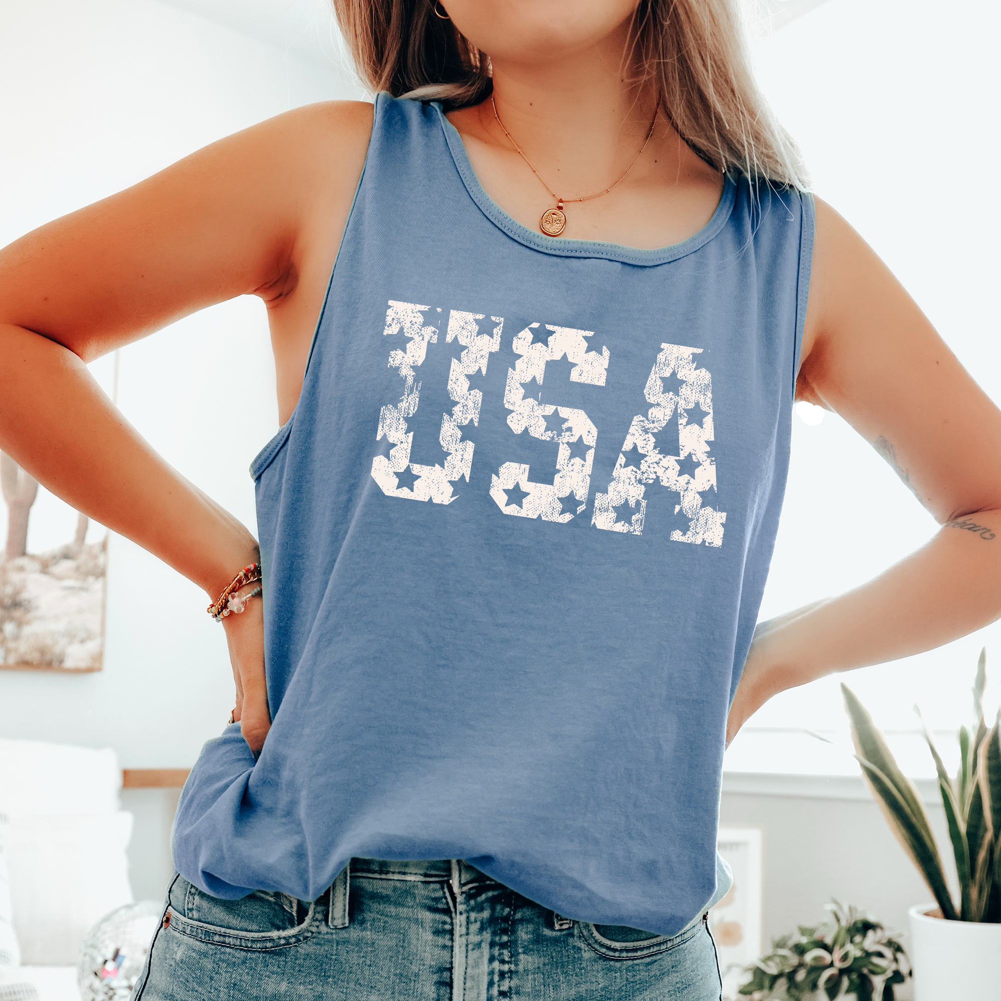 Vintage USA Stars, Fourth of July, America USA Tank Top