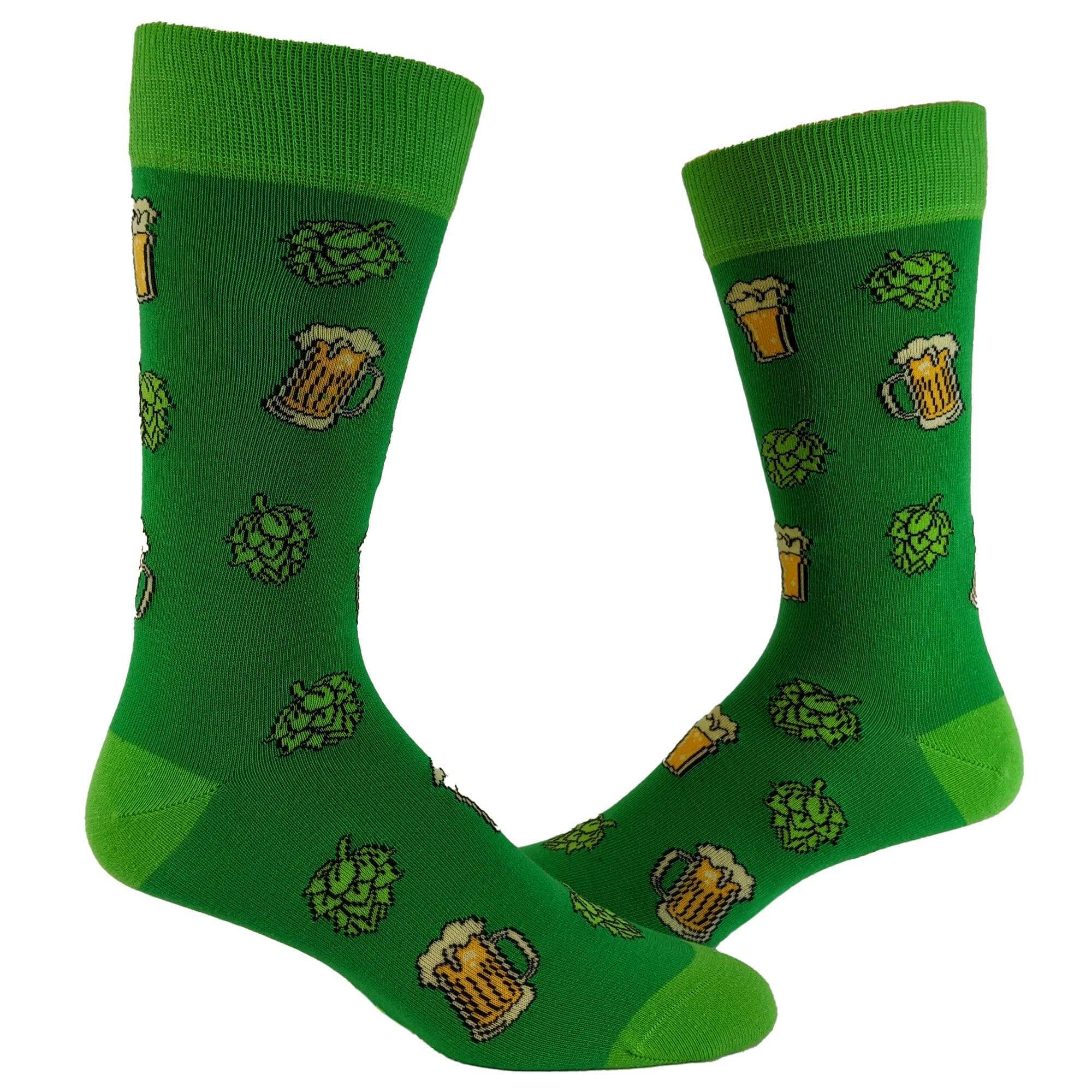 Mens Beer and Hops Socks Funny Socks Drinking Novelty Sock For Guys