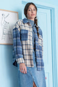 Plaid Patchwork Button Up Top