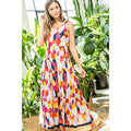 Multicolored Print Tiered Maxi Dress