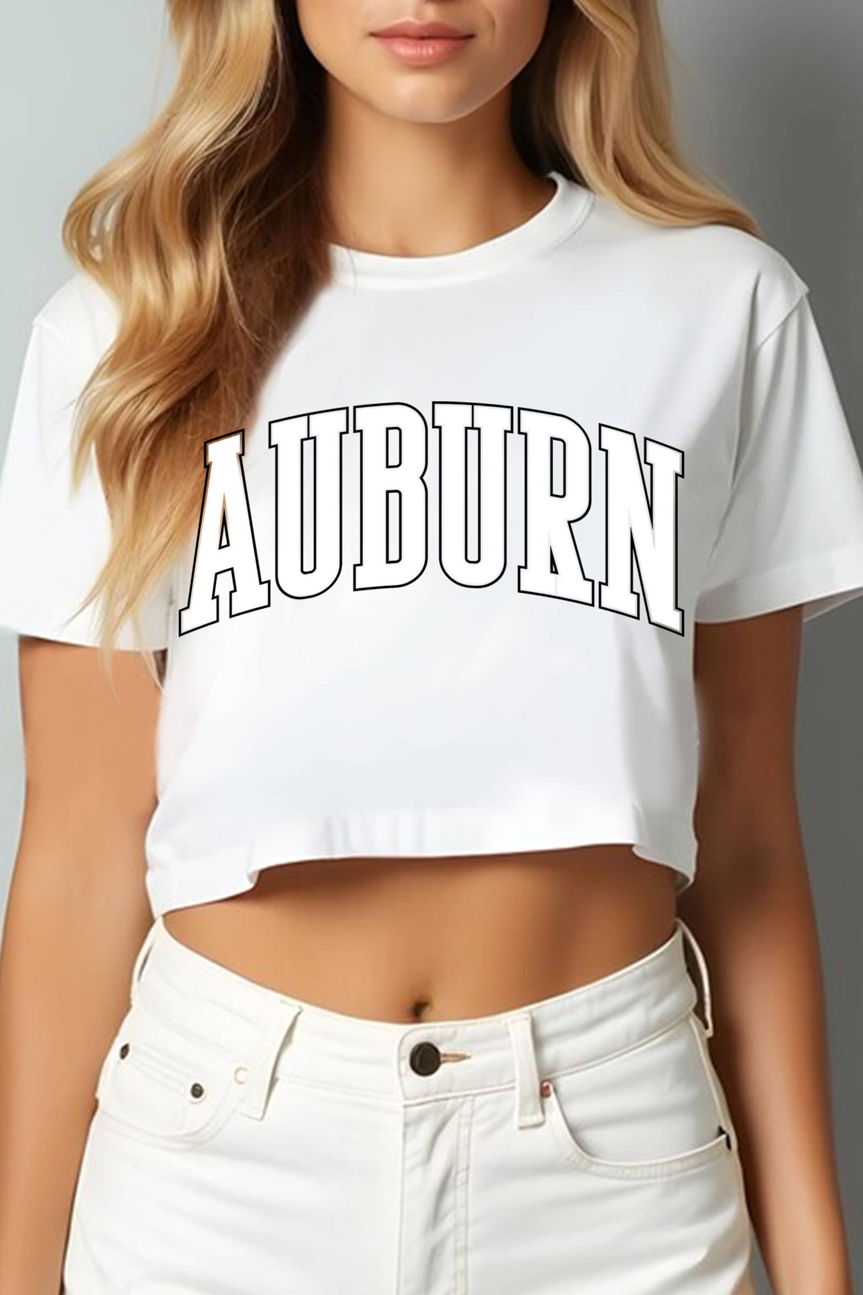 Auburn Puff Graphic Short Crop Top