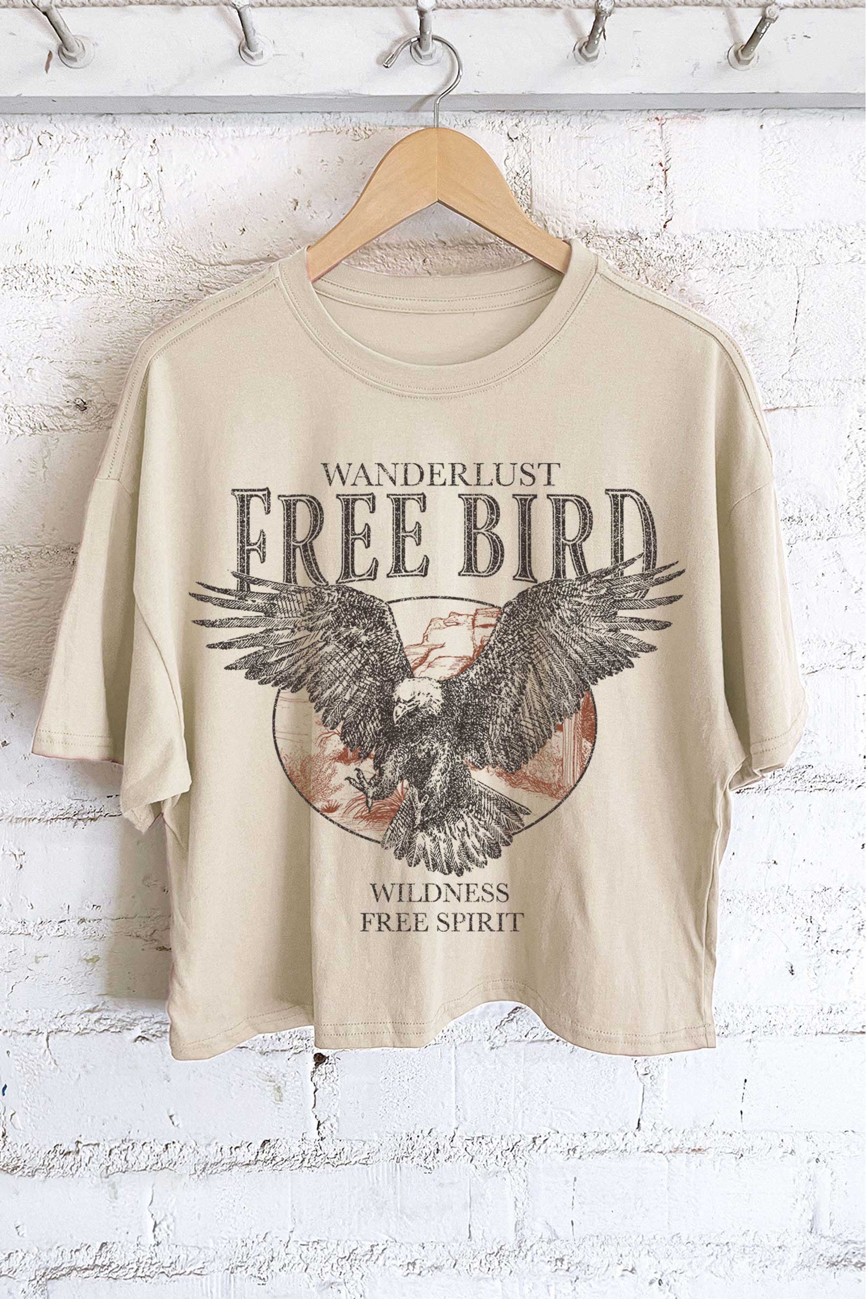 Free Bird Eagle Graphic Long Crop Top