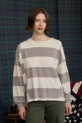 Washed Stripe Long Sleeve Knit Top