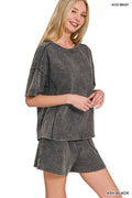 Washed Short Sleeve Tee & Shorts 2PC Set