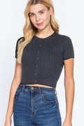 Ribbed Crop Sweater Cardigan Top