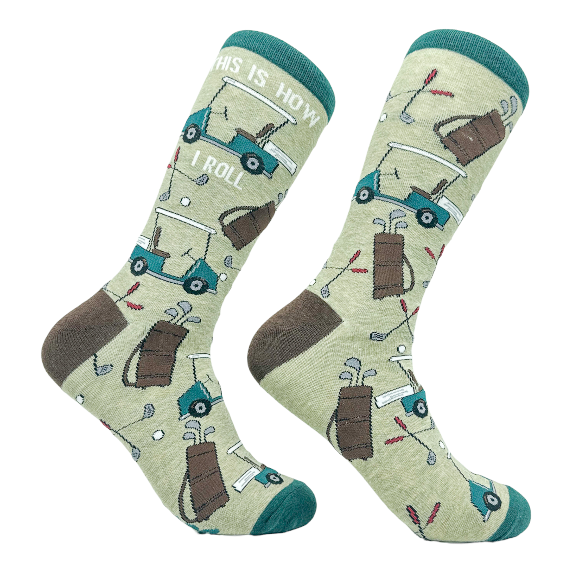 Men's This Is How I Roll Socks Funny Golf Cart Golfing Lover