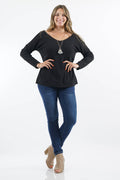 .Plus Size Waffle Knit Twisted Back Reversible