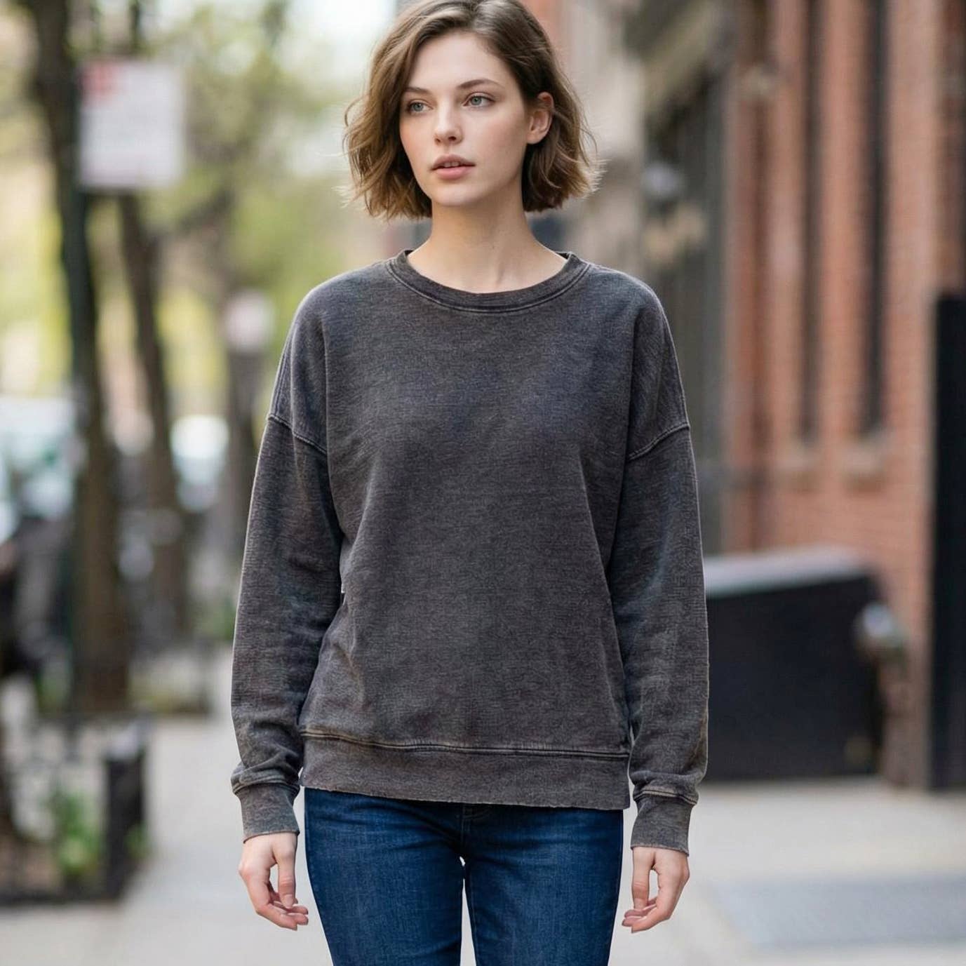 Washed French Terry Pullover Sweatshirts