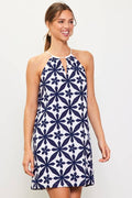 Embroidered Halter Mini Dress