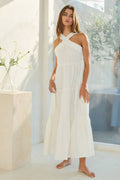 ID3073 Halter Neck Tiered Midi Dress