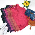 `.Mineral Wash Tank Top w/ Side-Slit Plus Size