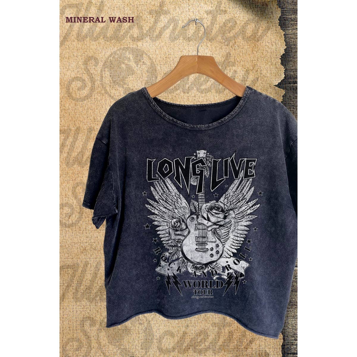 Long Live  Vintage Graphic Mineral Wash Crop Top
