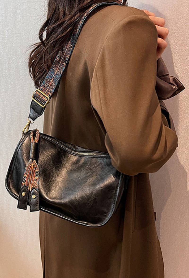 ',.....Pattern Strap Zipper Shoulder Bag