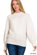 Mock Neck Exposed Seam Viscose Sweater