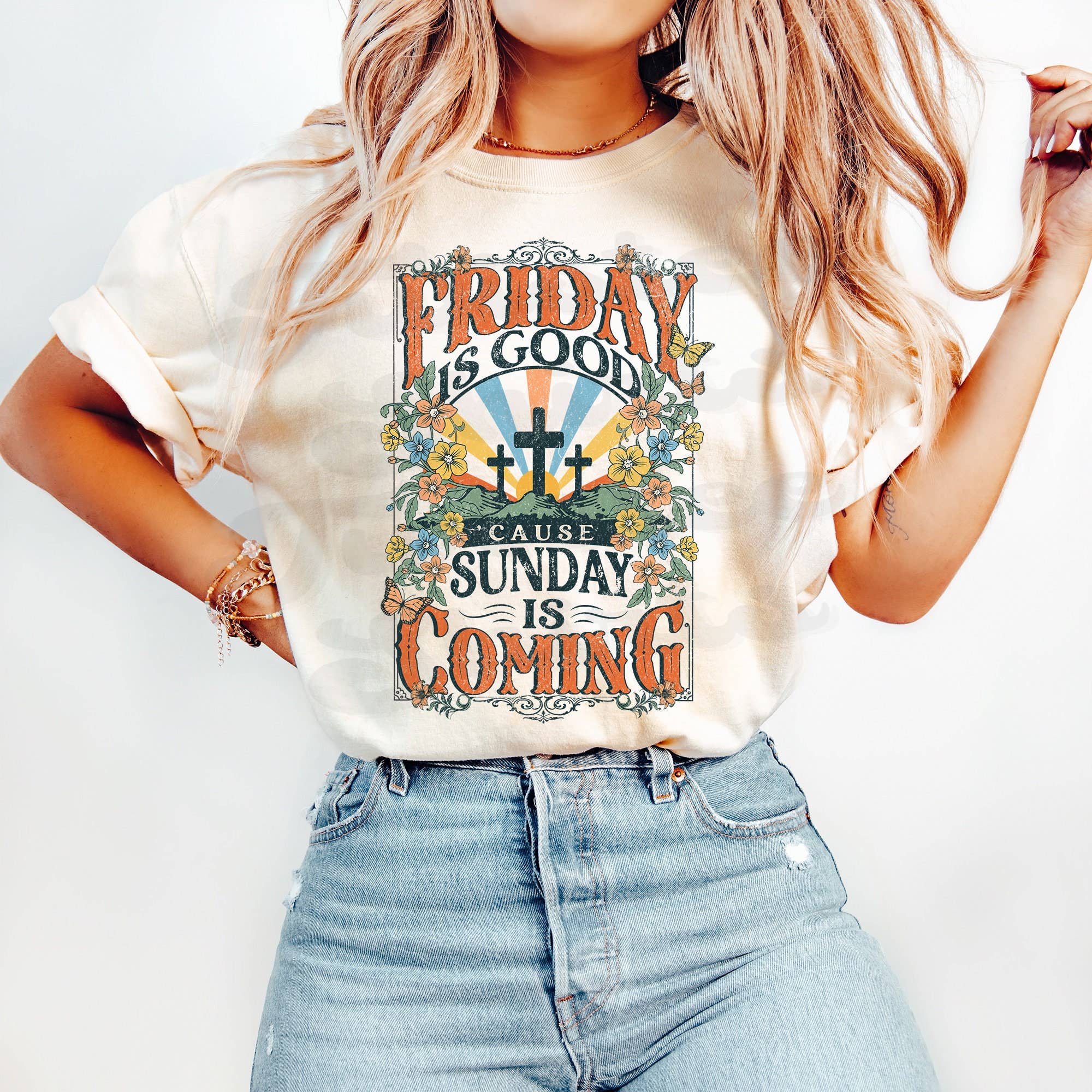 Friday To Sunday Christian Tee For Women with Religious