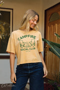 Campfire Social Club Cropped Mineral Washed Graphic Top