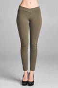 .SI-5664 Plus Size Ponte Seagull Shaped Waistband Long Pants