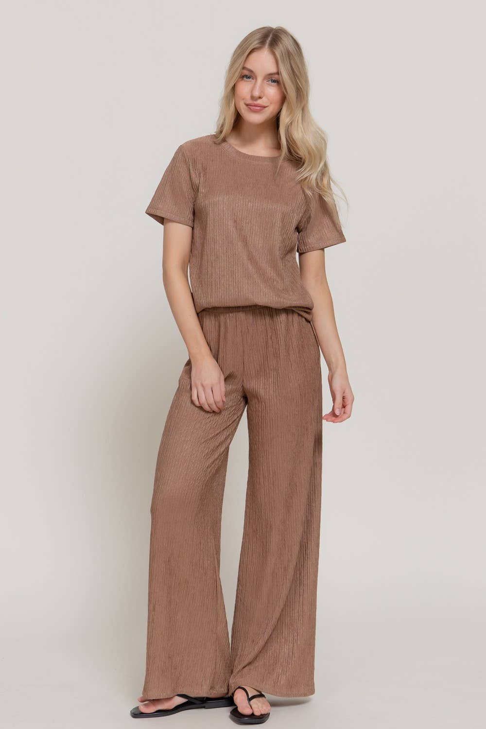 ,...._ Crinkle Knit Top & Pants 2pc Set