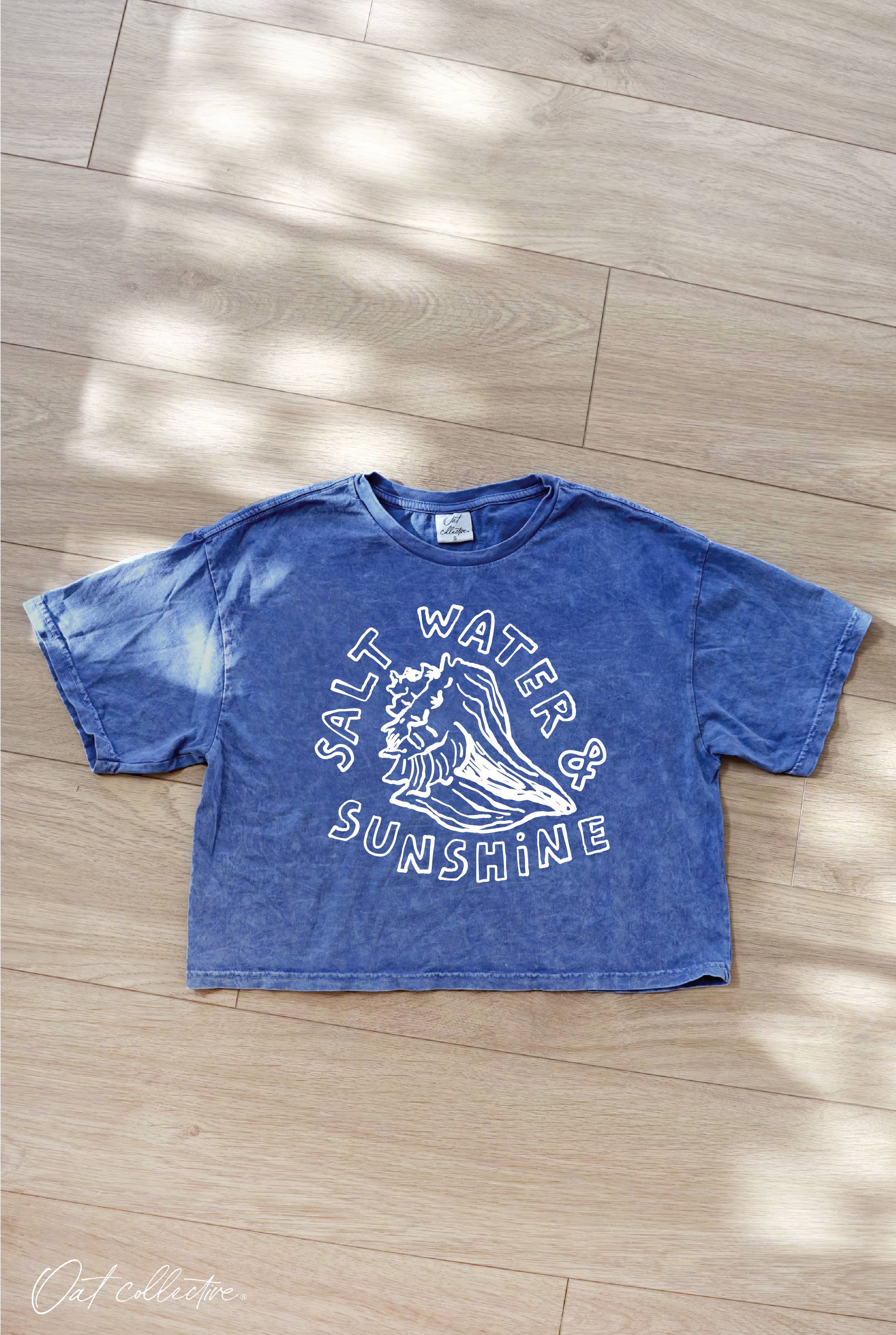 Saltwater and Sunshine Cropped Mineral Graphic Top