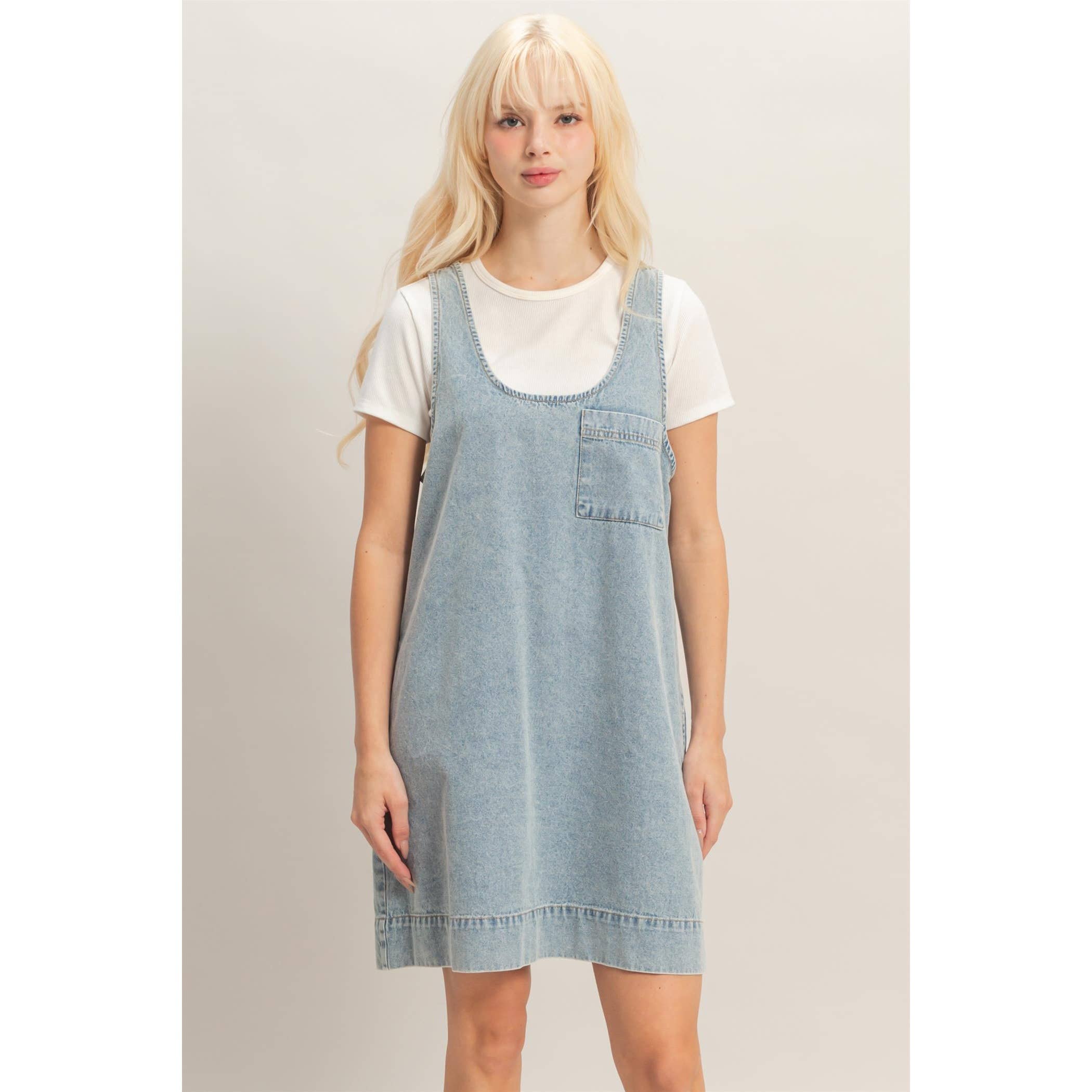 Sleeveless Denim Shift Dress