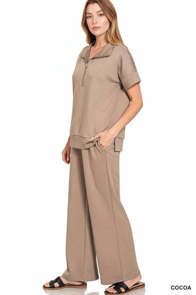 ..0324 Scuba High Neck Half Zip Top & Pants Set SI-28946
