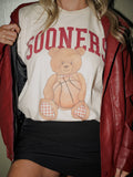 Ou Sooners Basketball Bear Off White Thrifted Tee