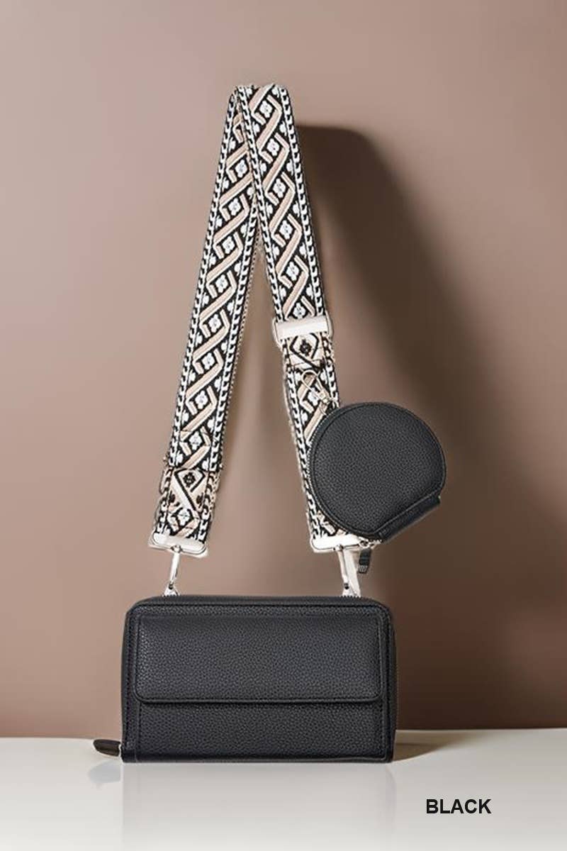 ....Vegan Leather Weaved Crossbody Shoulder Bag