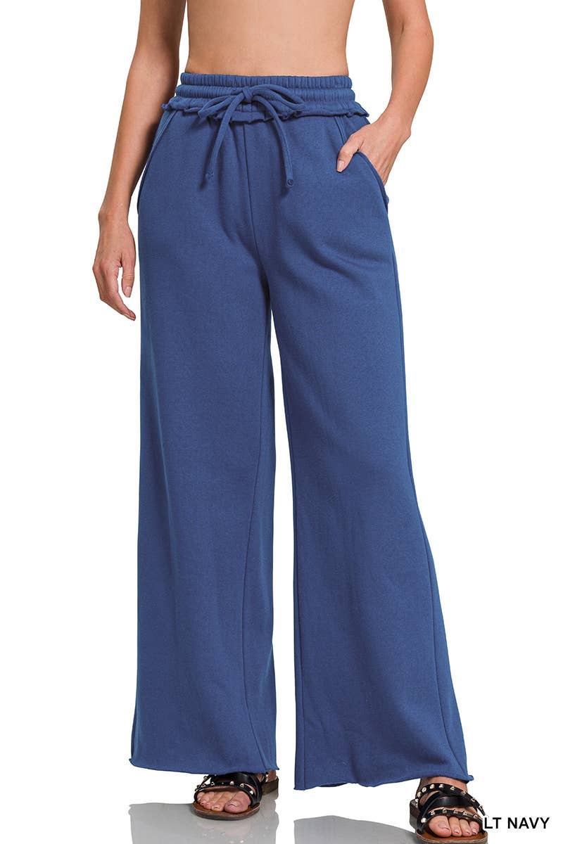 ....Fleece Wide Leg Sweatpants