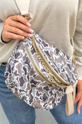 Camouflage Print Chain Strap Double Zipper Crossbody Bag