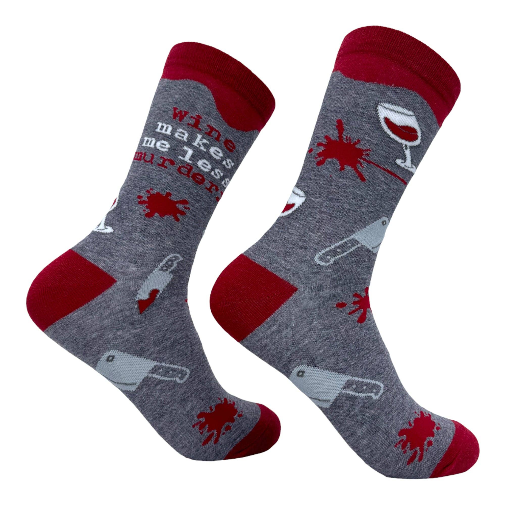 Women's Wine Makes Me Less Murdery Socks