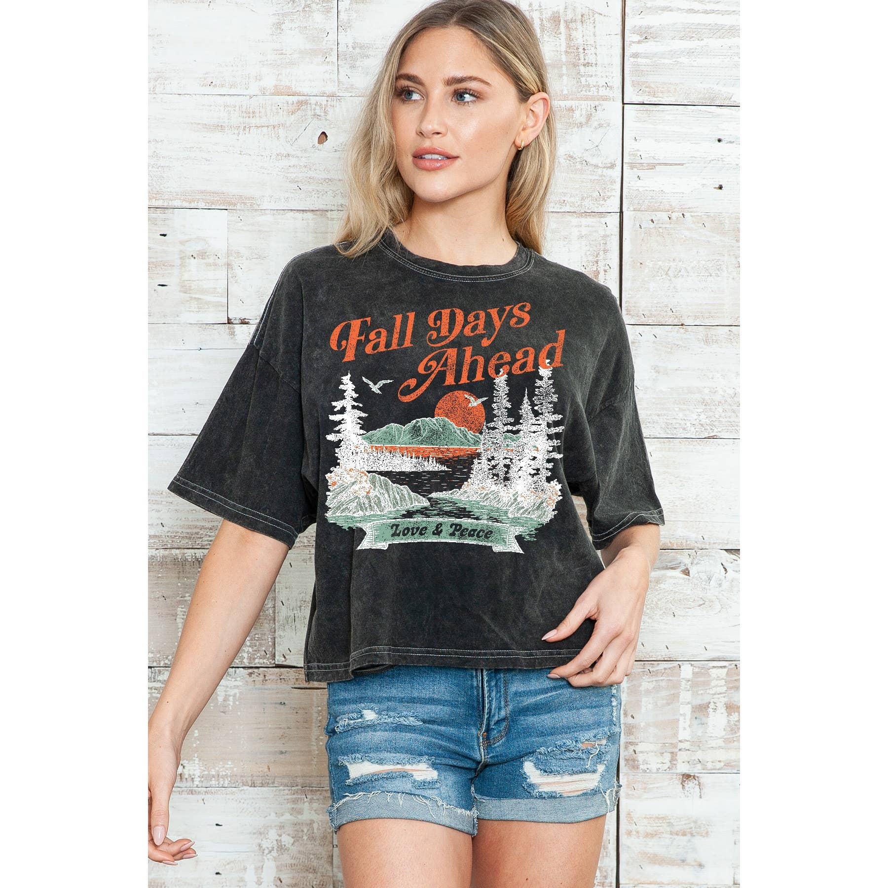 Fall Days Ahead - Mineral Wash Cropped Top