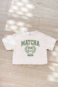Matcha Club Cropped Mineral Graphic Top
