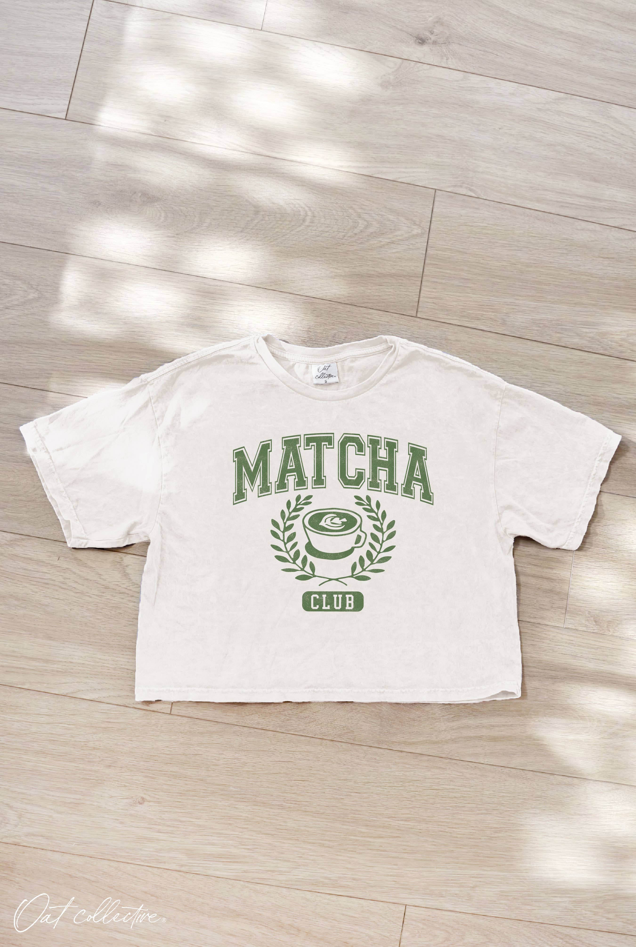 Matcha Club Cropped Mineral Graphic Top