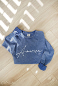 America Est.1776 Mineral Washed Long Sleeve Graphic