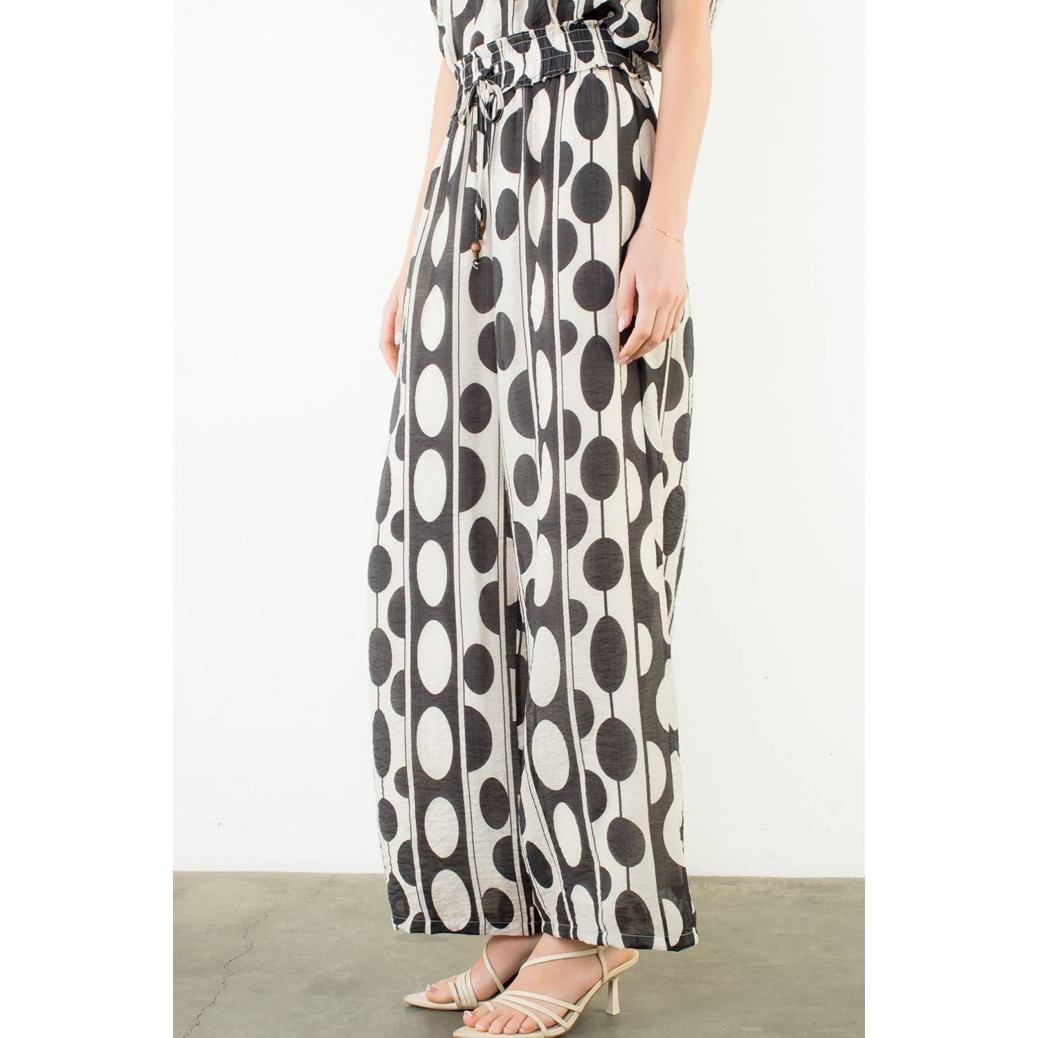 Oval Dot Smocked Waist Pants