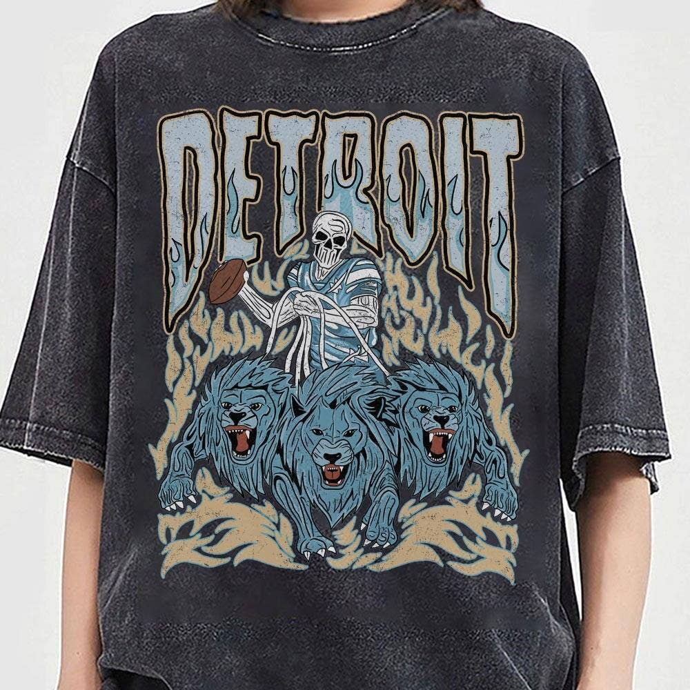 Vintage Detroit Football Skull Shirt
