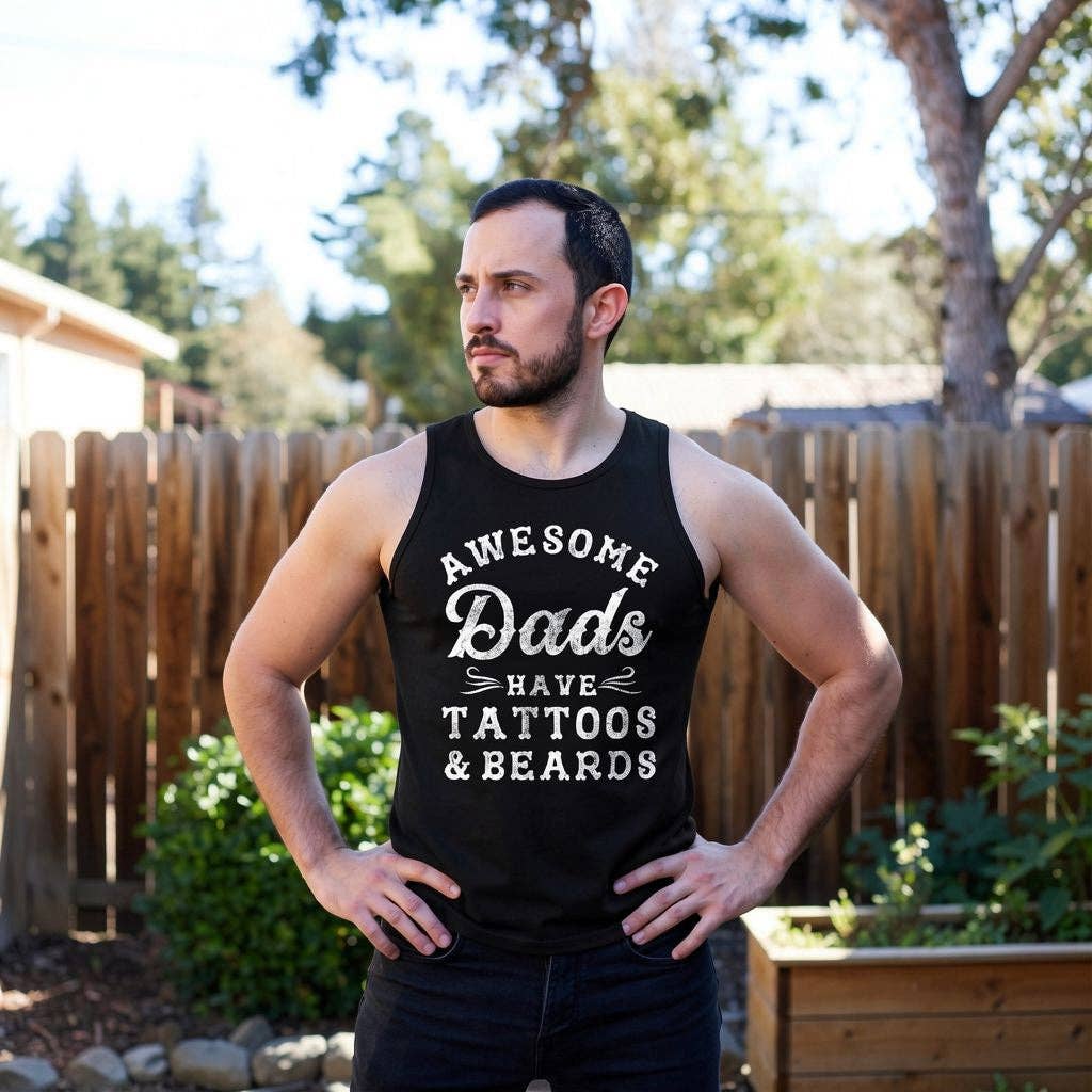 Awesome Dads Have Tattoos and Beards Men's Tank Top