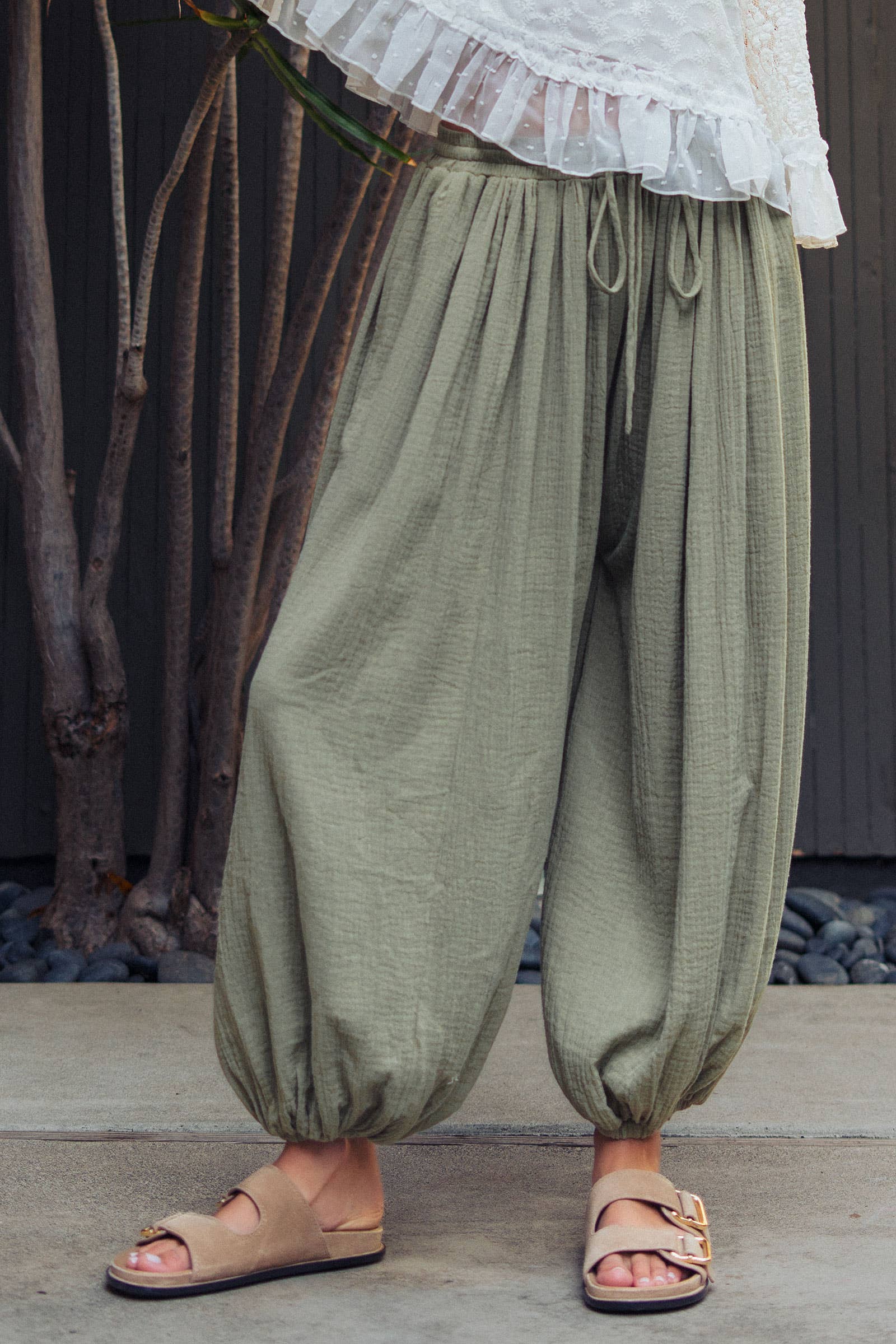 Crinkle Balloon Pants Drawstring