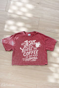 With Jesus in Her Heart  Cropped Mineral Washed Graphic Top
