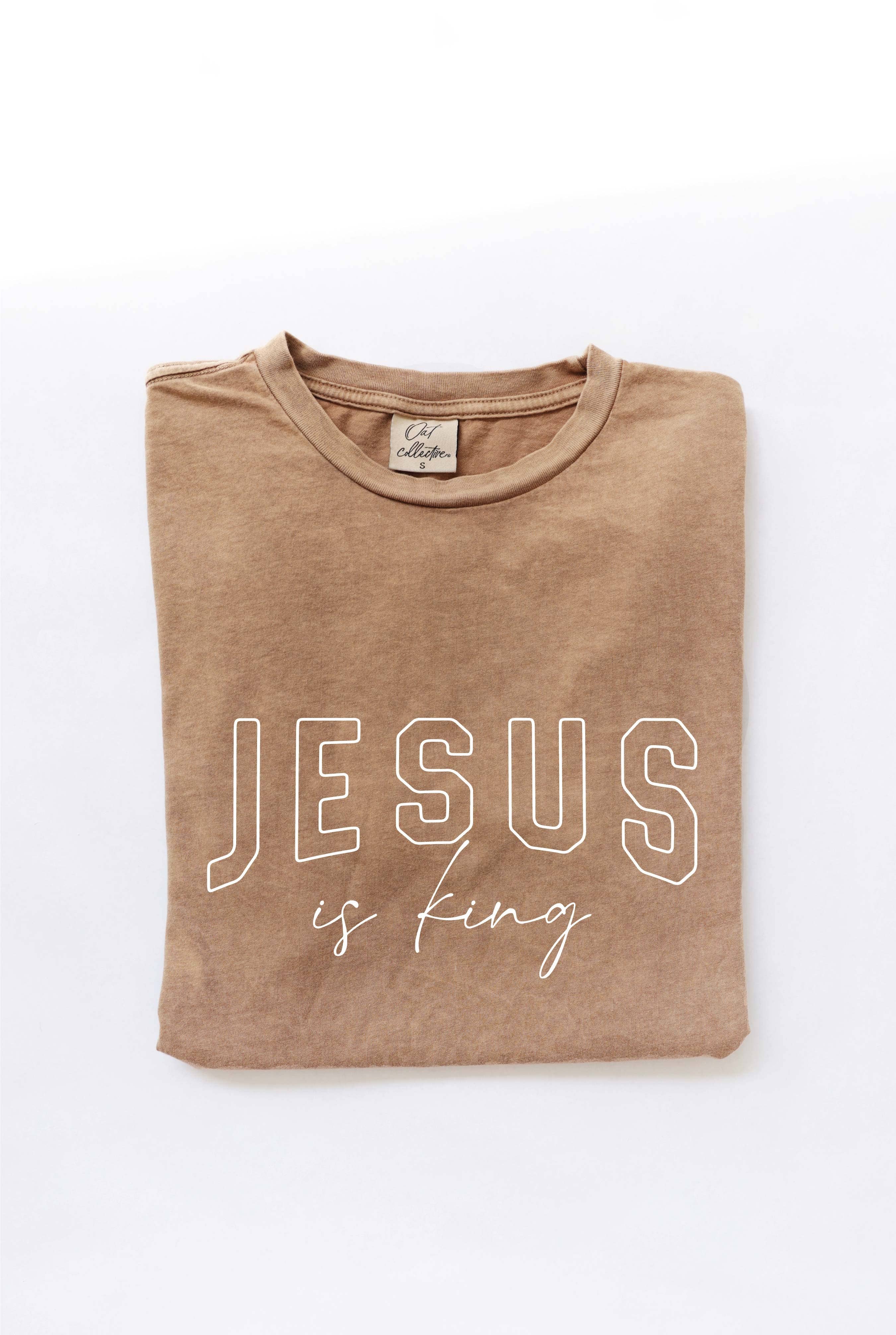 Jesus Is King Mineral Washed Graphic Top