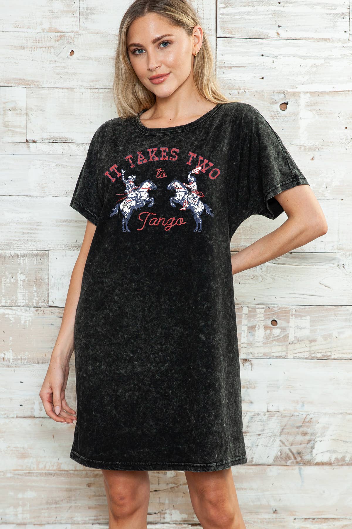 Women Tango Graphic Print Mineral Wash Dress