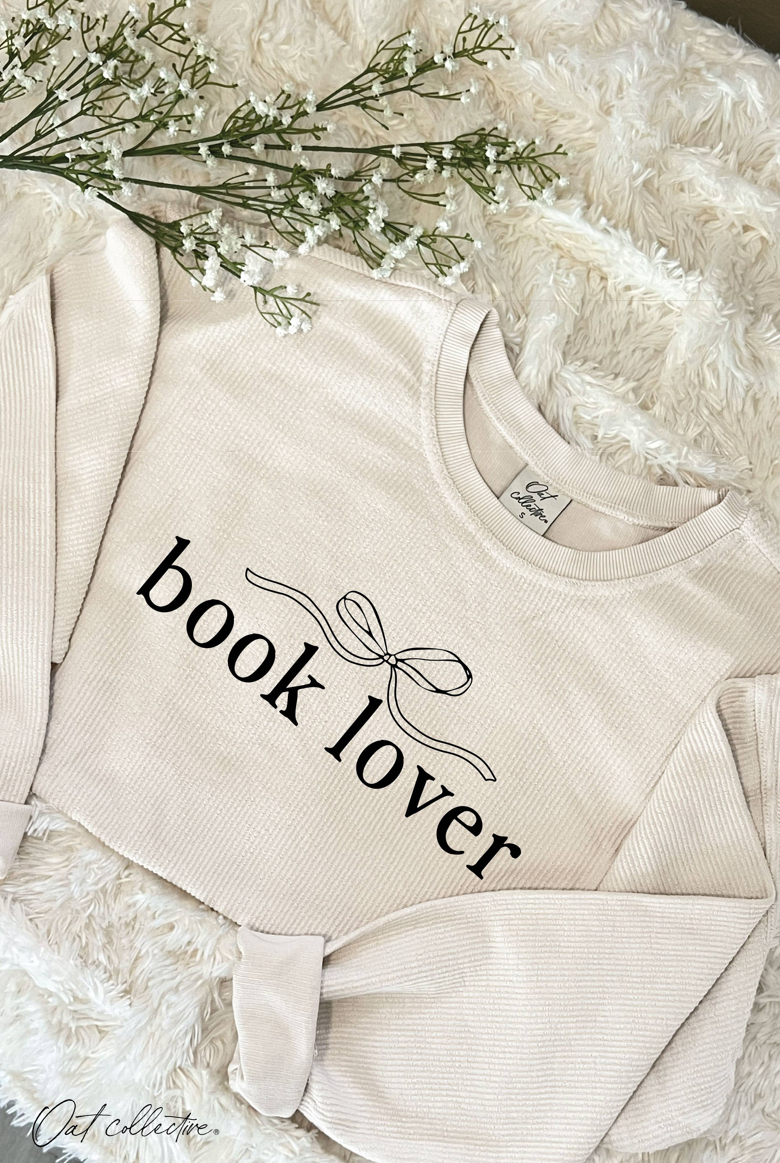 Book Lover Cropped Thermal Vintage Pullover