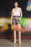 Metallic High-Waist Shorts