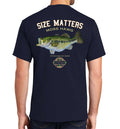 Men's Size Matters Largemouth Bass Short Sleeve Navy Cotton T-Shirt