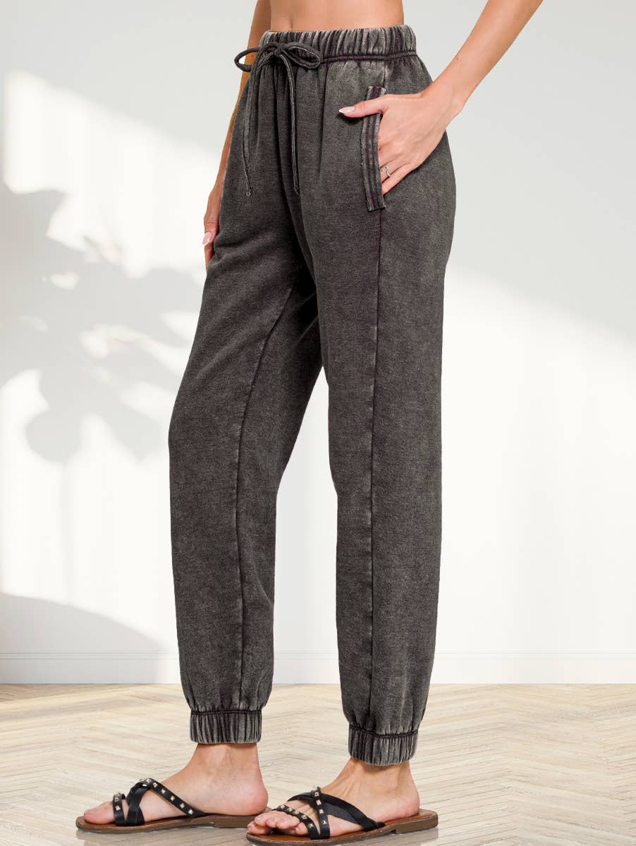 ....1028 Acid Wash Fleece Sweatpants with Pockets SI-27032