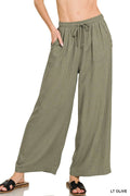 ..._ 0106 Wide Leg Linen Blend Pants with Pockets SI-26184