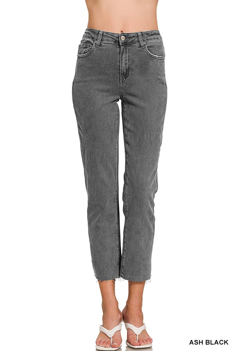 1231 Acid Washed Crop Color Denim Pants SI-26532