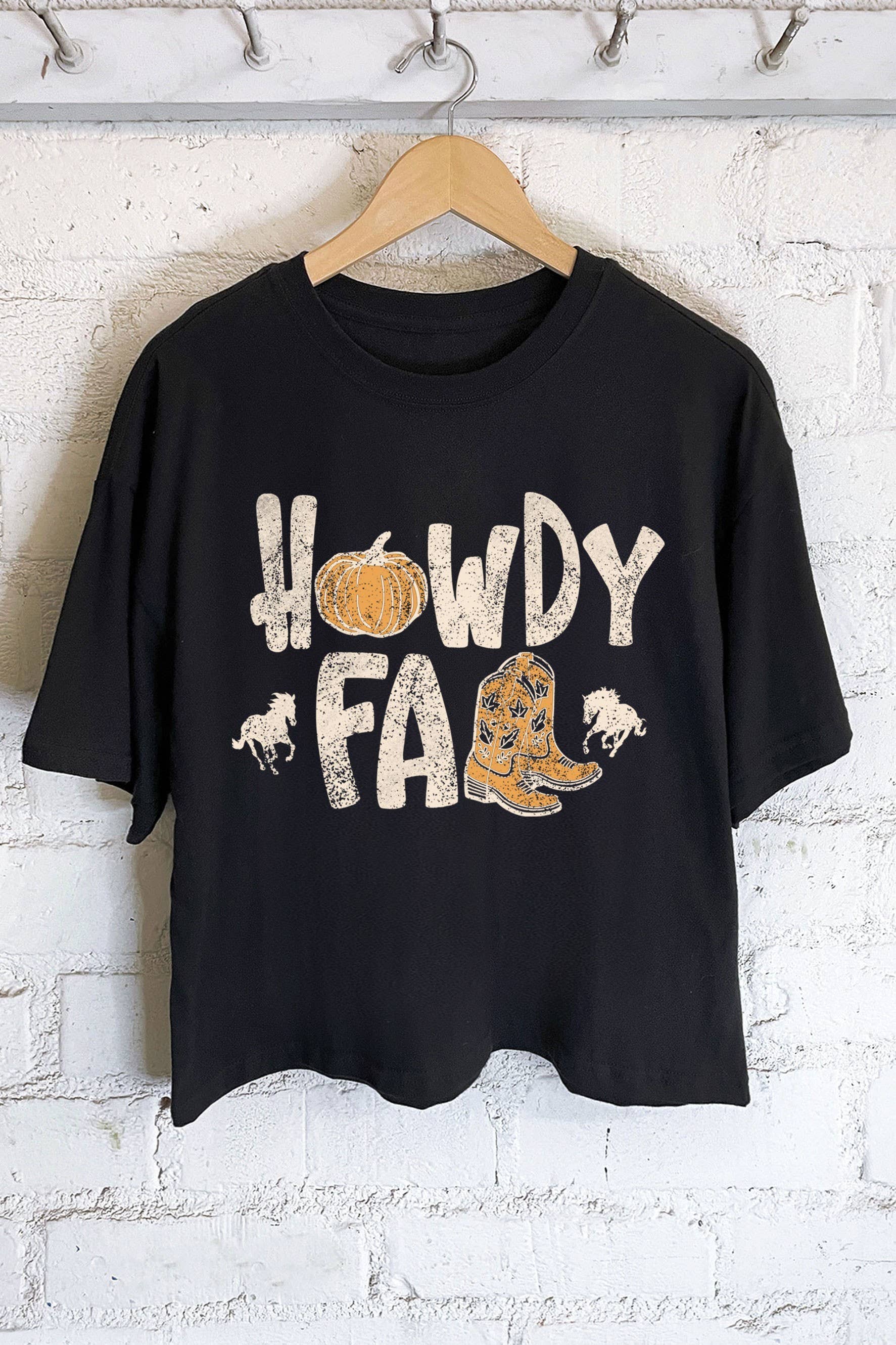 Howdy Fall Graphic Long Crop Top